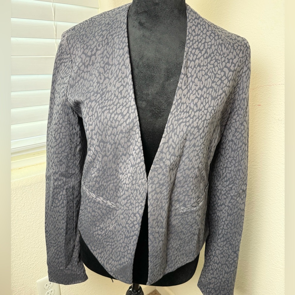 Banana Republic Blazer Jacket Gray Stretch Animal Print Lined